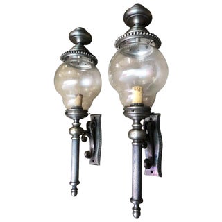 French Nickel-Plated Lanterns, 20th Century, Set of 2 For Sale