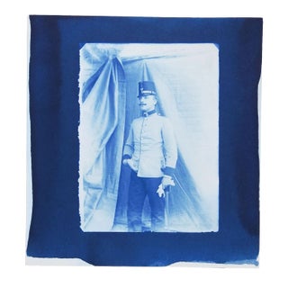 Vintage Eric Weller Blue Military Cyanotype Photographic Print For Sale