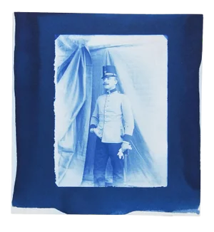 Vintage Eric Weller Blue Military Cyanotype Photographic Print
