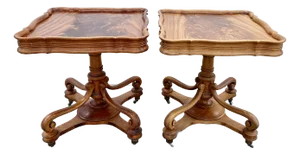 Pair of Art Nouveau Wooden Entry Hall Tables on Casters