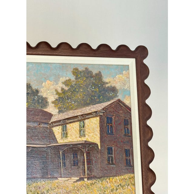 Vintage Landscape Oil on Canvas Painting, "Breuckman House" by William Barkin, 1988 For Sale - Image 4 of 7