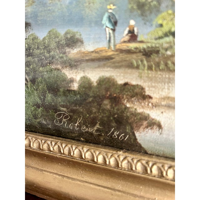 Pair of 19th-Century French Landscape Oil Paintings For Sale - Image 4 of 14