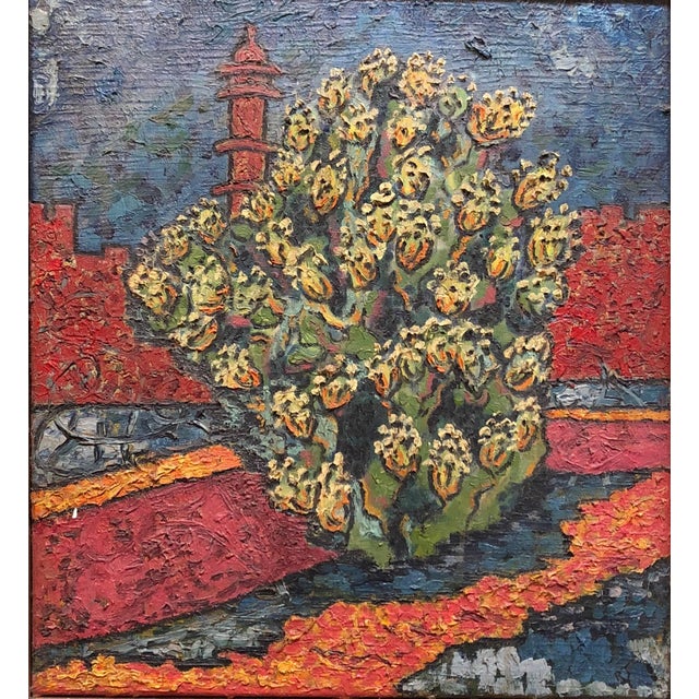 Ruth Thomas, Jerusalem Tower of David, Sabra, Israeli British Modernist Impasto Oil Painting, 1959 For Sale