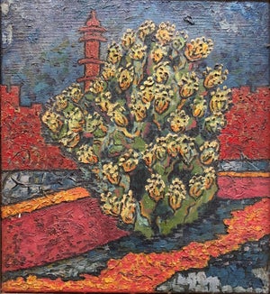 Ruth Thomas, Jerusalem Tower of David, Sabra, Israeli British Modernist Impasto Oil Painting, 1959