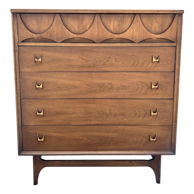 Broyhill Brasilia Tall Dresser Highboy in Vintage Mid Century Modern Style, Attributed For Sale