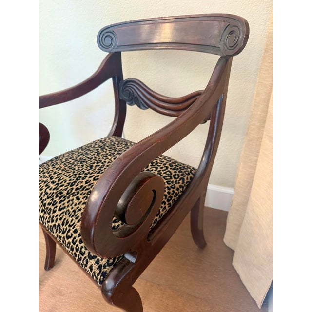 Early 20th Century Neoclassical Style Mahogany Armchair With Leopard Velvet Seat For Sale In San Diego - Image 6 of 8