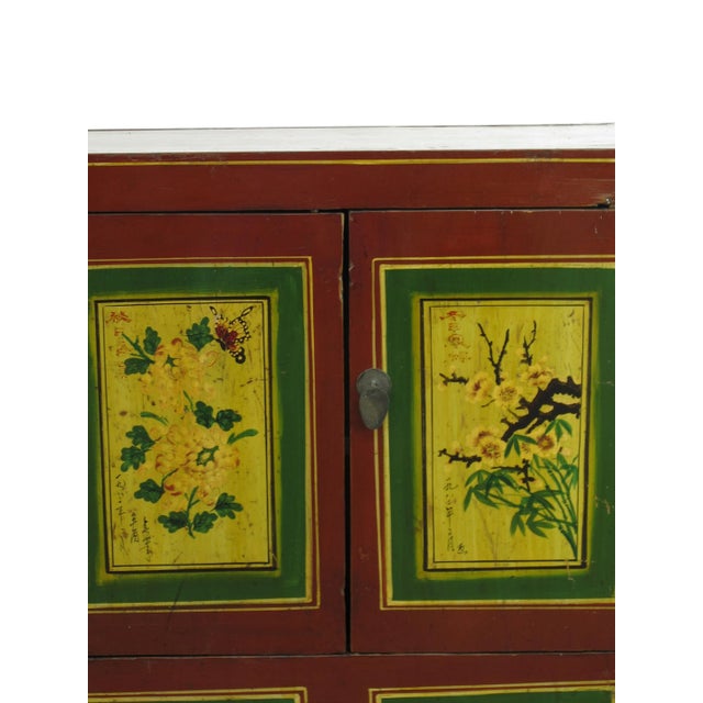1930s Vintage Sideboard With Hand Painted Flowers & Butterflies Doors For Sale - Image 5 of 12