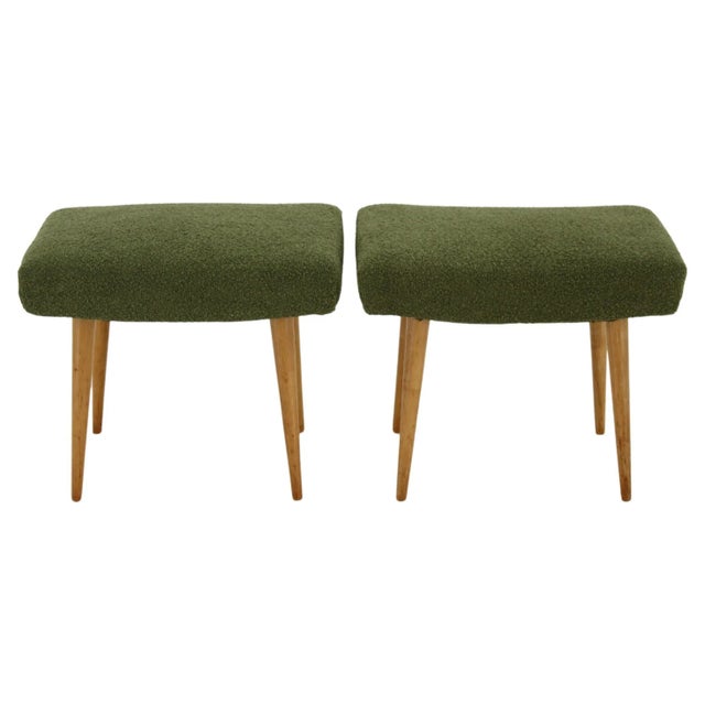 Set of Beech Stools in Boucle, Czechoslovakia, 1960s For Sale - Image 10 of 10