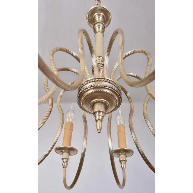 2000 - 2009 Mid-Century Silver Metal Chandelier, 1960s For Sale - Image 5 of 5