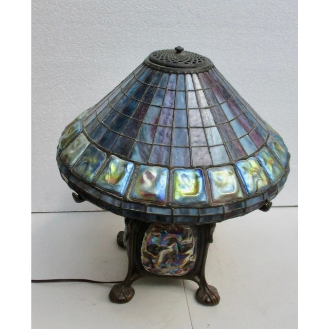 American Late 20th Century Tiffany Style Turtle Back Lamp For Sale - Image 3 of 13