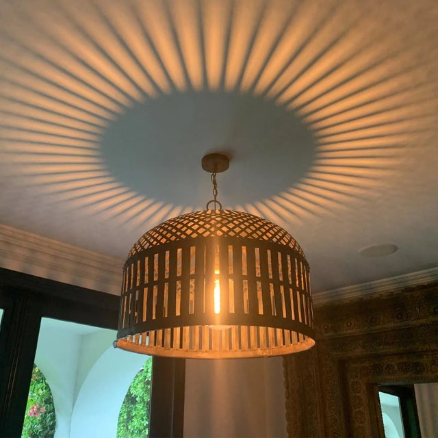 2010s Industrial Iron Basket Cage Pendant Light For Sale - Image 5 of 8