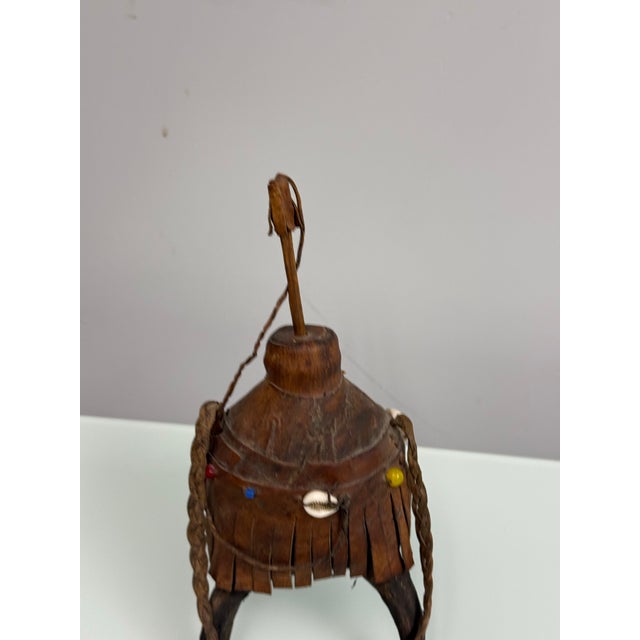 Late 20th Century Handcrafted Nubian/Egyptian Leather Kohl Eyeliner Jar With Cowrie Shells For Sale - Image 5 of 12