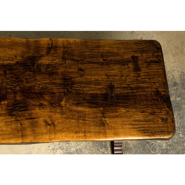 Wood 18th Century French Provincial Oak Refectory Trestle Dining Table For Sale - Image 7 of 18