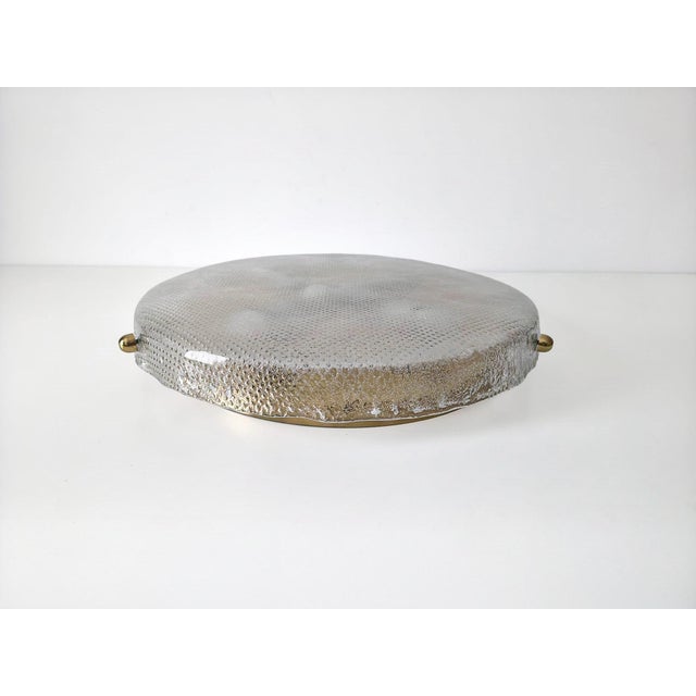Vintage Textured Glass and Brass Flush Mount from Hillebrand Leuchten, Germany, 1970s For Sale - Image 17 of 18