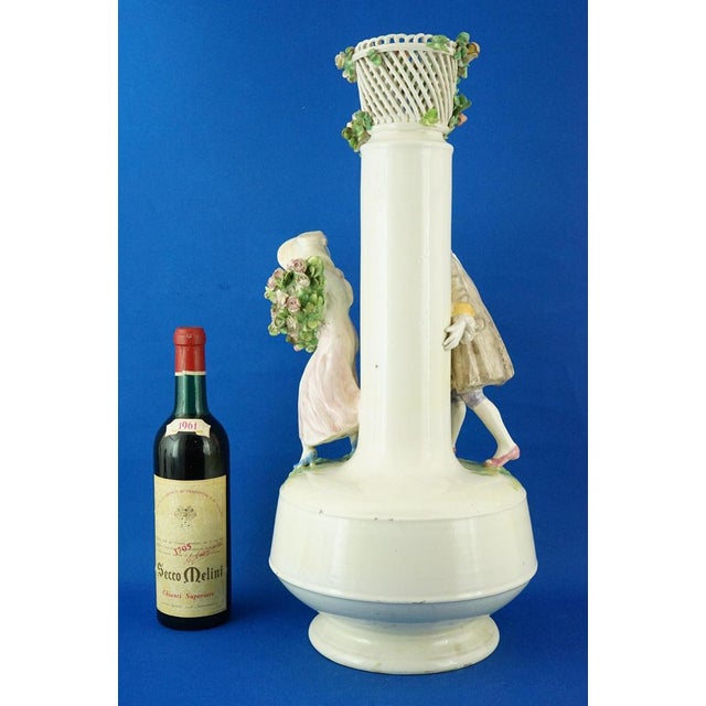 Antique Italian Ceramic Vase with Figurines, 1800s For Sale - Image 4 of 18