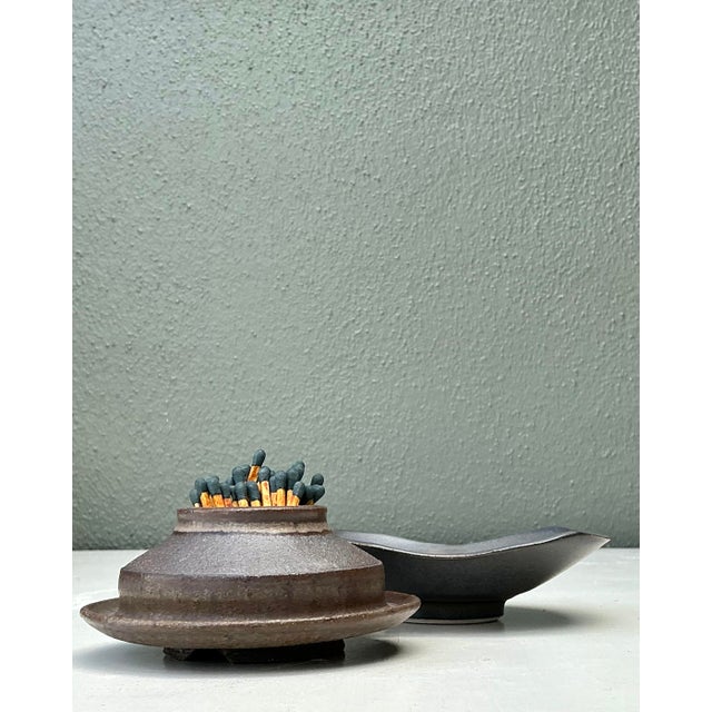 Coffee Vintage Original Studio Pottery Match Strike Set For Sale - Image 8 of 12