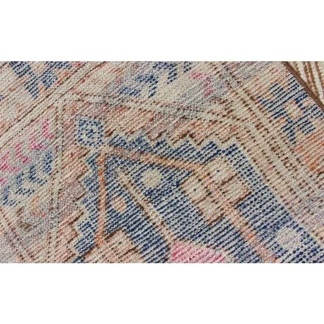 Vintage Turkish Oushak Runner With Soft Indigo, Peach, and Rose Colors 2'5 X 7'7 For Sale - Image 11 of 11