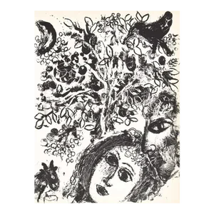 1960 Chagall Original Lithograph Couple Devant L’arbre