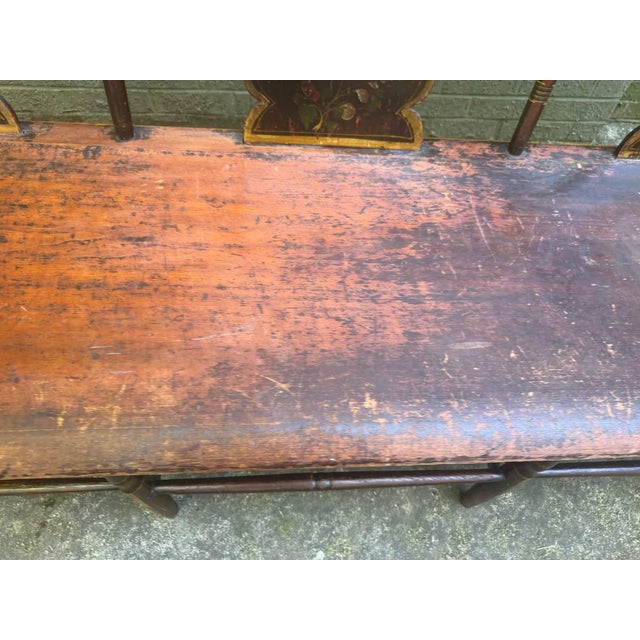 Antique 19th Century Early American Primitive Folk Art Style Hand Painted Bench For Sale - Image 4 of 15