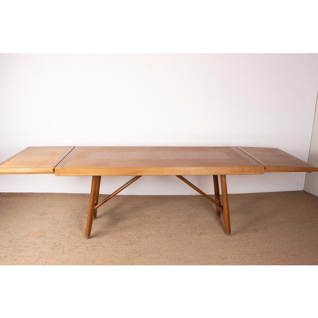 Brown Large Extendable Oak Dining Table by Guillerme and Chambron for Votre Maison, 1960 For Sale - Image 8 of 18