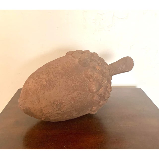 Unusual large vintage ceramic pine cone with faux rusty metallic finish. Perfect for your sun room or patio B8