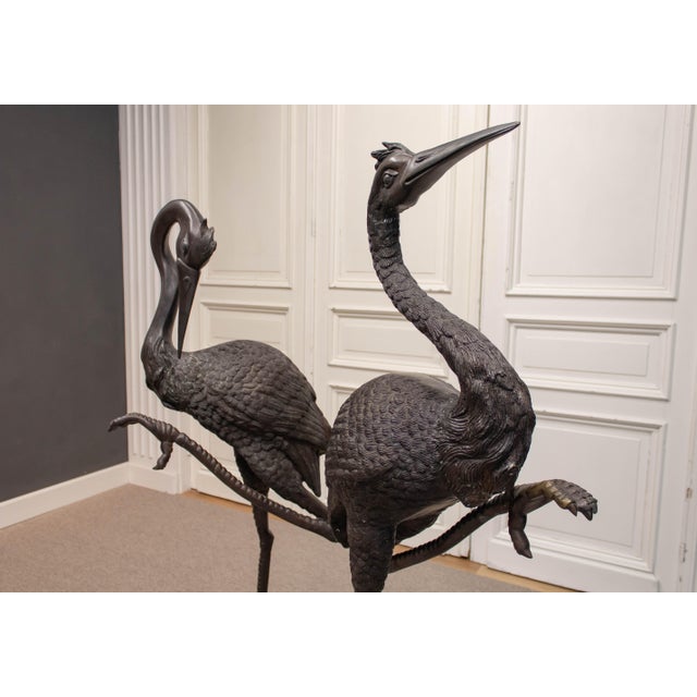 Metal Unknown, Cranes, Sweden, 1970s, Patinated Bronze, Set of 2 For Sale - Image 7 of 15