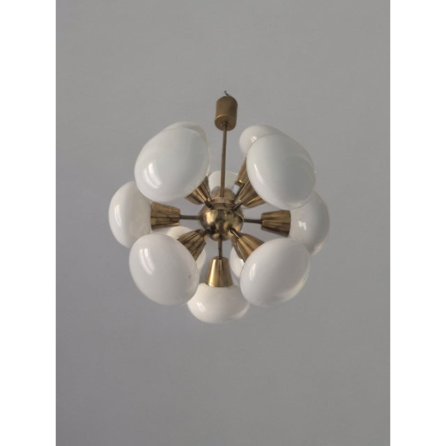 Mid-Century Sputnik Chandelier in Brass and Glass from Kamenický Šenov, Czech, 1960s For Sale - Image 10 of 10