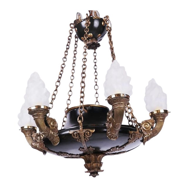 Late 19th Century Empire-Style Cornucopia-Arm Chandelier For Sale