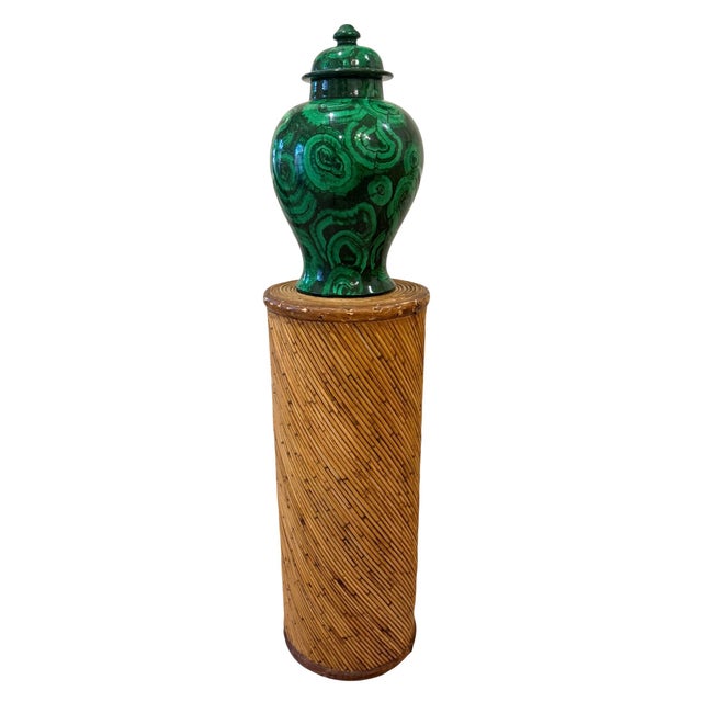 Vintage split reed pedestal. Great to highlight a sculpture, use as pedestal for a plant or as a spot for a drink.