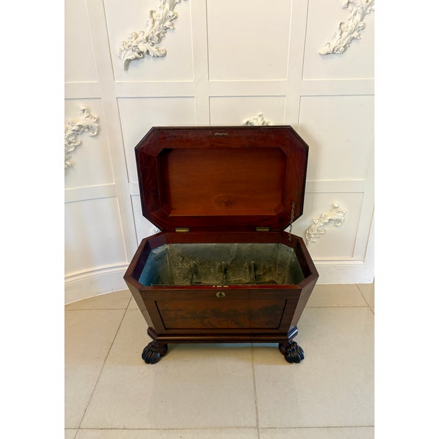 Wood Antique Regency Figured Mahogany Freestanding Wine Cooler, 1830 For Sale - Image 7 of 18