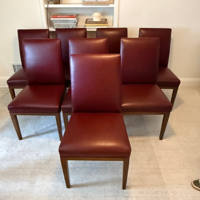 2020s Set of 8 Artistic Frame Dining Chairs With Moore & Giles Leather For Sale - Image 5 of 9
