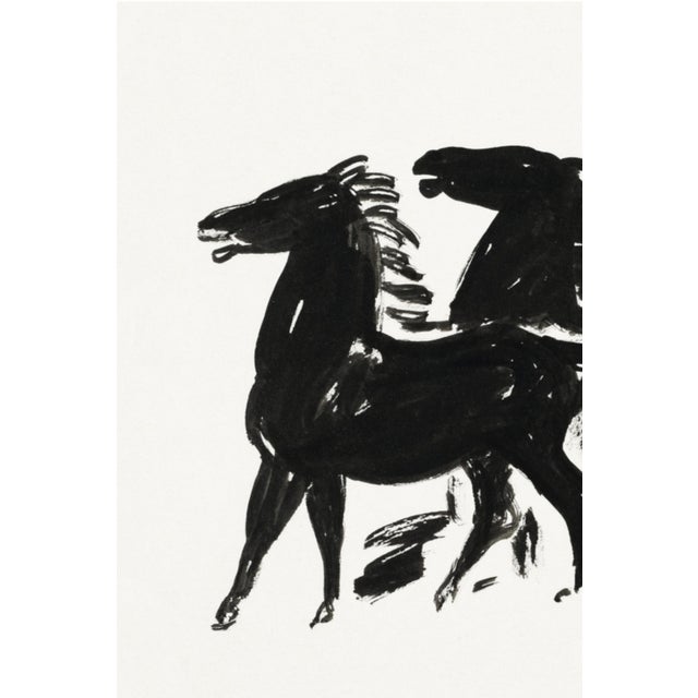 Three Black Horses by Leo Gestel, Dutch modernist animal drawing (1935–1936), available as a 36" × 24" unframed fine art...
