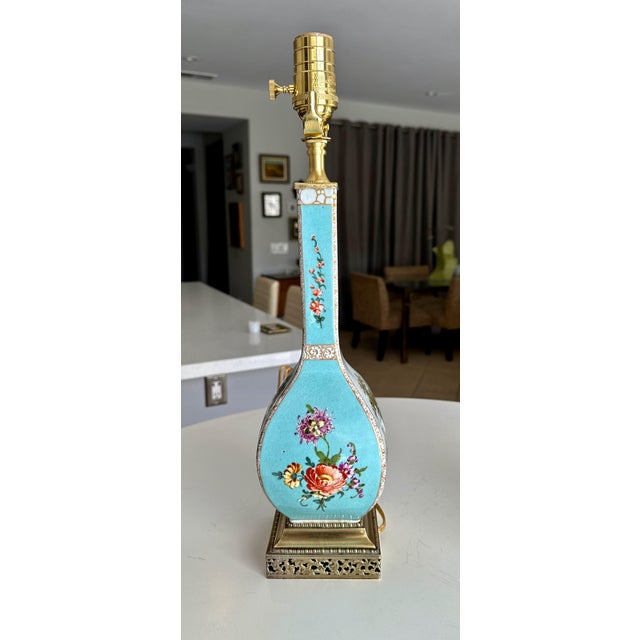 Robin's Egg Blue Pair 19th Century Helena Wolfsohn Dresden Porcelain Lamps For Sale - Image 8 of 16