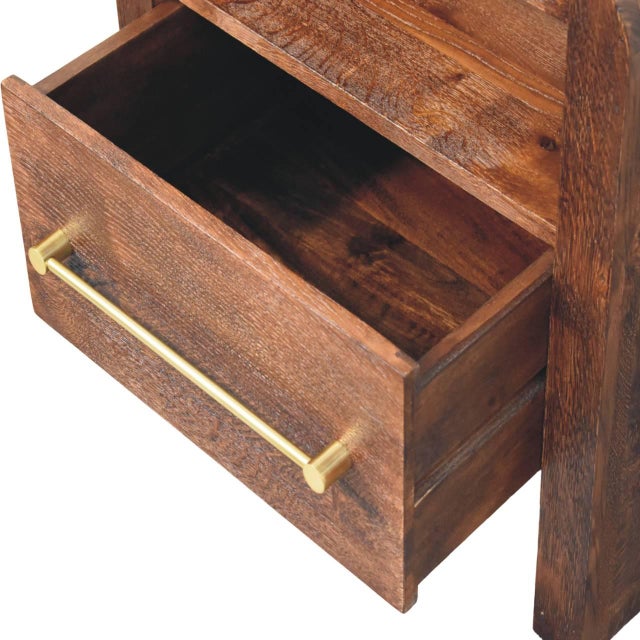 Tiger Oak and Mango Wood 1-Drawer Open-Shelf Nightstand For Sale In Philadelphia - Image 6 of 8