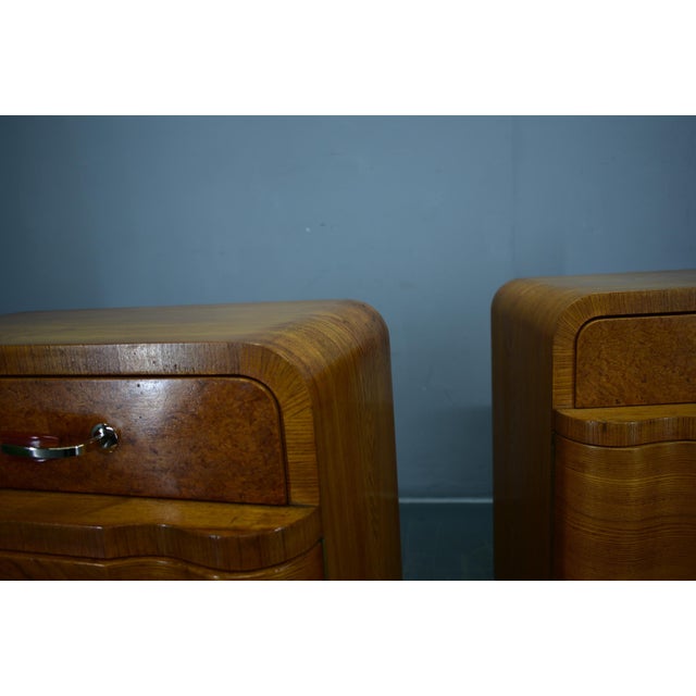 Wood Vintage Art Deco Bedside Tables, Czechoslovakia, 1939s, Set of 2 For Sale - Image 7 of 18