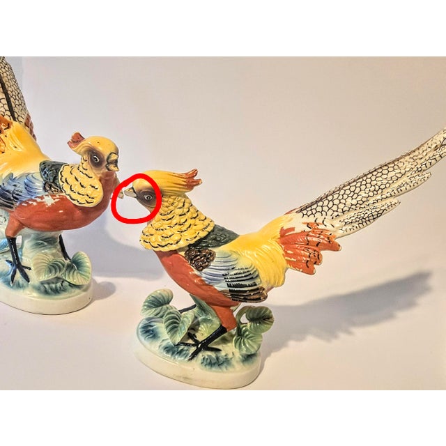 Vintage Folk Art Pheasant Figurines- A Pair For Sale - Image 17 of 18