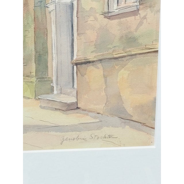 1990s Large Original Watercolor Painting of a Charleston Street Scene by Zenobia Stockton For Sale - Image 4 of 6
