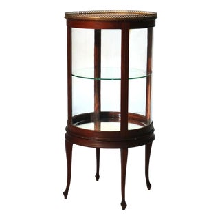 Antique Louis XVI Style Mahogany, Glass & Ormolu Round Vitrine C1910 For Sale