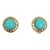 Vintage 1960s Signed Napier Round Goldtone Cabochon Faux-Turquoise Clip Earrings - 2 Pieces For Sale