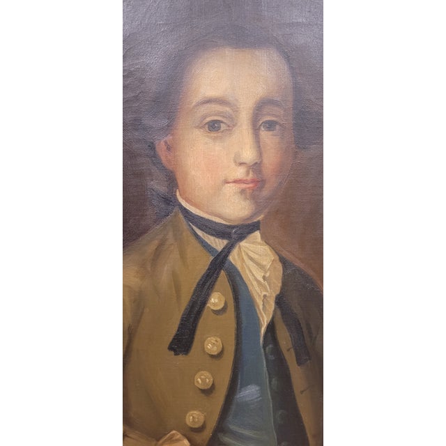 Vintage Oil Painting of a Colonial Noble William Merchant 1755 For Sale - Image 11 of 13