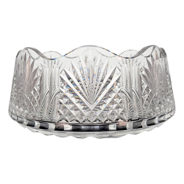 Late 20th Century Signed Waterford Master Cutter Heavy Crystal Centerpiece Bowl For Sale