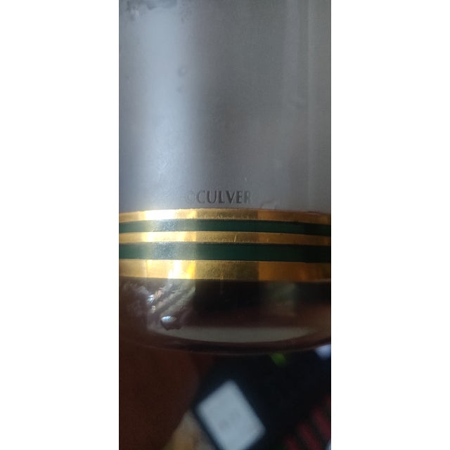 Mid-Century Modern Vintage Culver Gold Rim and Green Tall Tumblers G Drinking Glasses - Set of 4 For Sale - Image 3 of 11