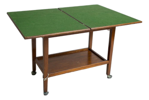 Mid-Century Card Table with Green Felt Folding Top