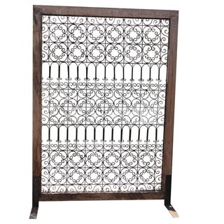 Teak & Iron Room Divider For Sale