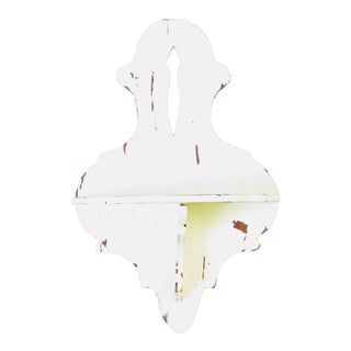 Gustavian / Shabby Chic Chippy White Wall Bracket Shelf For Sale