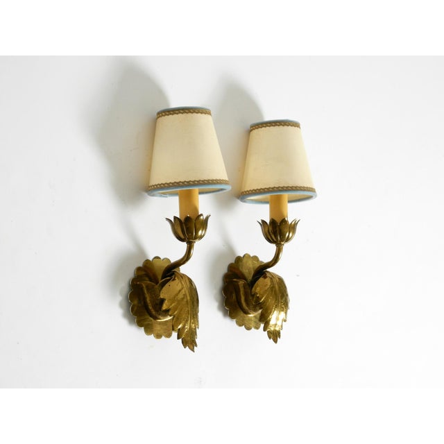 Mid-Century Modern Mid-Century Modern Floral Wall Lamps in Brass, 1950s, Set of 2 For Sale - Image 3 of 18