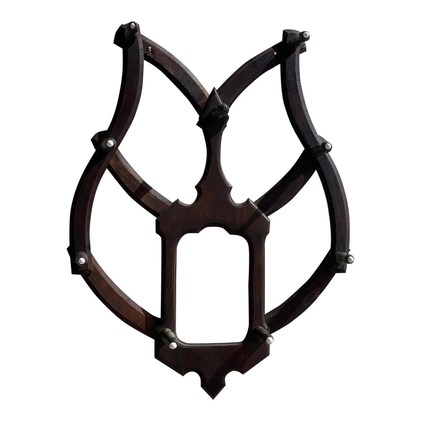 Rare Antique Victorian Folding Walnut Wall Rack With Mirror, Circa Mid ...