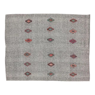 Mid 20th Century Gray Embroidered Vintage Kilim For Sale