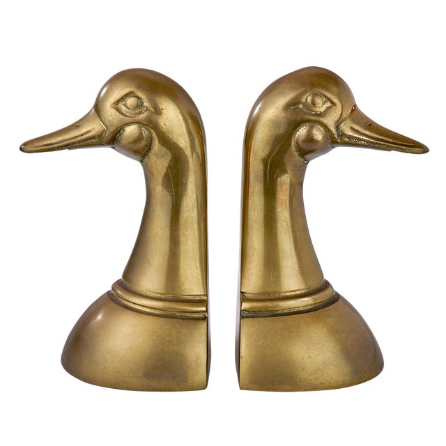 Traditional Solid Brass Duck Head Bookends a Pair Chairish