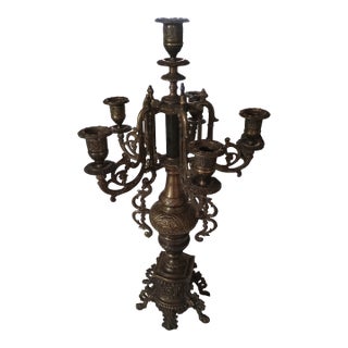 1960s Solid Brass Candleabra For Sale